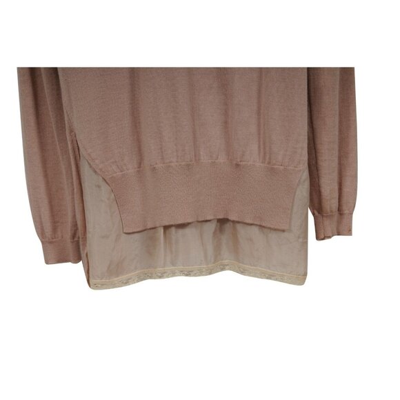 Miu Miu Womens Sweater 46 XXL Peach Tan Brown Pullover Embroidered Lace Layered - Picture 7 of 10